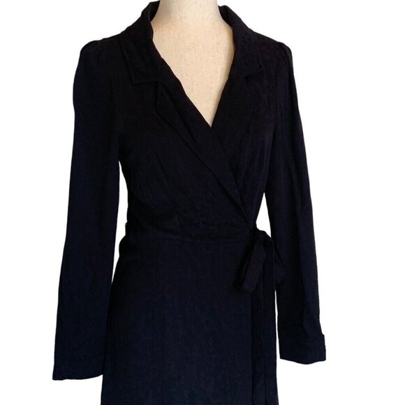 New AFRM Kendra Wrap LS Midi Dress Black Leopard Jacquard XS MSRP $158 - Picture 3 of 11